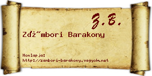 Zámbori Barakony névjegykártya